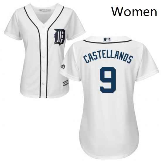 Womens Majestic Detroit Tigers 9 Nick Castellanos Replica White Home Cool Base MLB Jersey